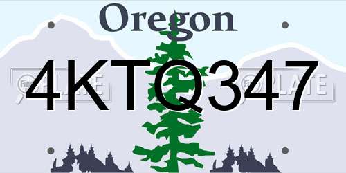 4KTQ347 Oregon License Plate