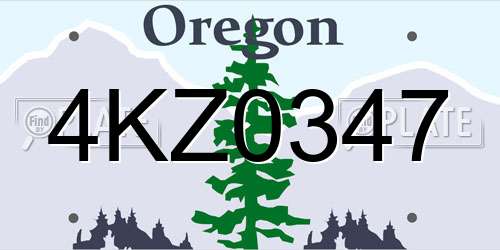 4KZ0347 Oregon License Plate