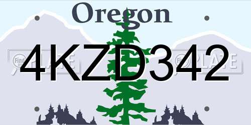 4KZD342 Oregon License Plate