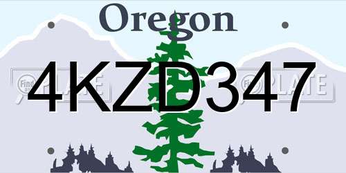 4KZD347 Oregon License Plate
