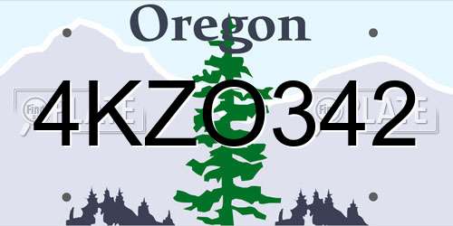 4KZO342 Oregon License Plate