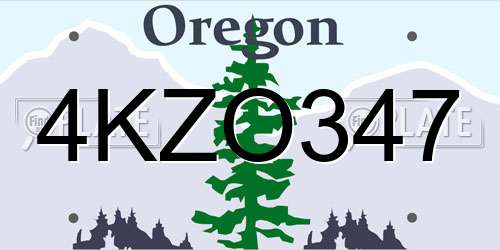 4KZO347 Oregon License Plate