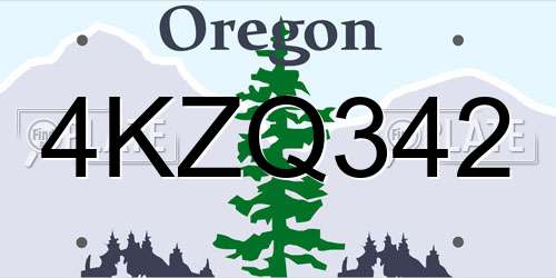 4KZQ342 Oregon License Plate