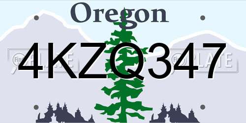 4KZQ347 Oregon License Plate