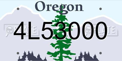 4L53000 Oregon License Plate