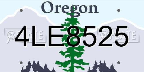 4LE8525 Oregon License Plate