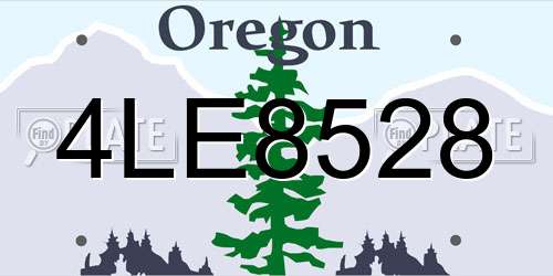 4LE8528 Oregon License Plate