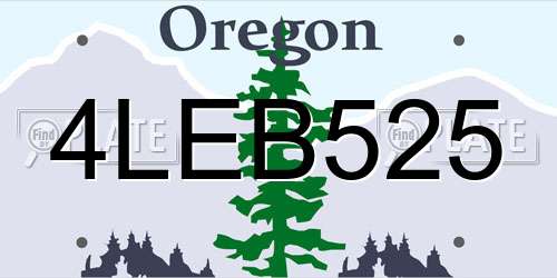4LEB525 Oregon License Plate