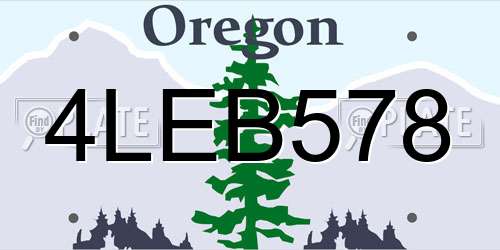 4LEB578 Oregon License Plate