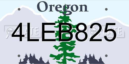 4LEB825 Oregon License Plate