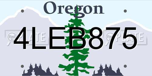 4LEB875 Oregon License Plate