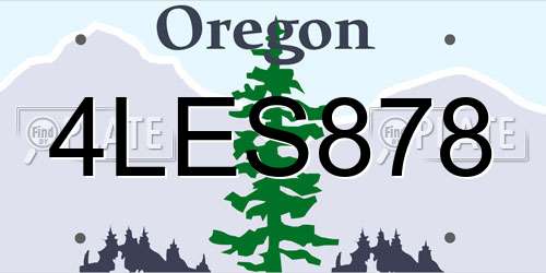 4LES878 Oregon License Plate