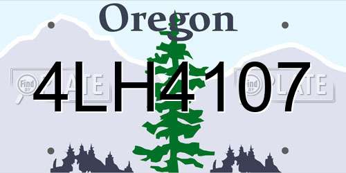 4LH4107 Oregon License Plate