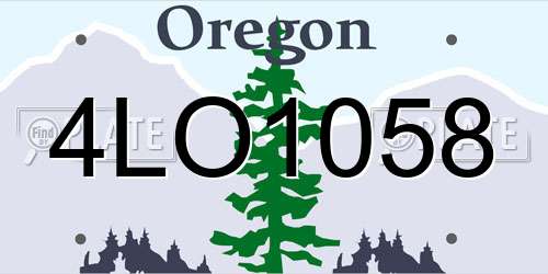 4LO1058 Oregon License Plate