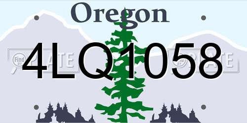 4LQ1058 Oregon License Plate