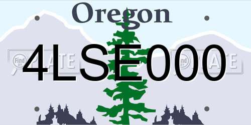 4LSE000 Oregon License Plate