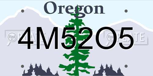 4M52O5 Oregon License Plate