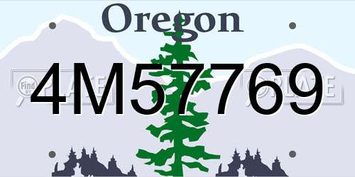 4M57769 Oregon License Plate