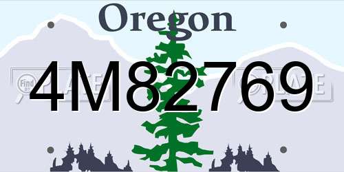 4M82769 Oregon License Plate