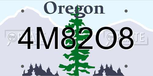 4M82O8 Oregon License Plate