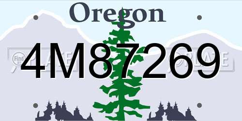 4M87269 Oregon License Plate
