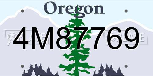 4M87769 Oregon License Plate