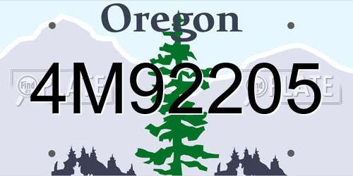 4M92205 Oregon License Plate