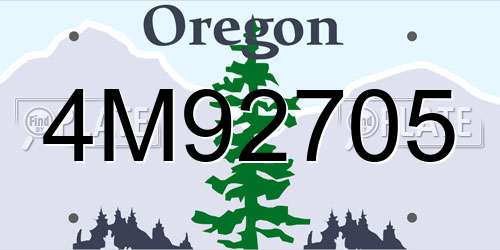 4M92705 Oregon License Plate