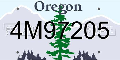 4M97205 Oregon License Plate