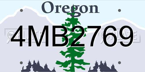 4MB2769 Oregon License Plate