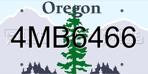 4MB6466 Oregon License Plate