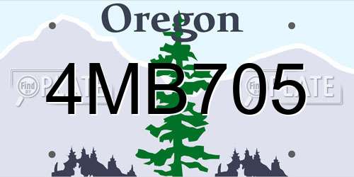 4MB705 Oregon License Plate