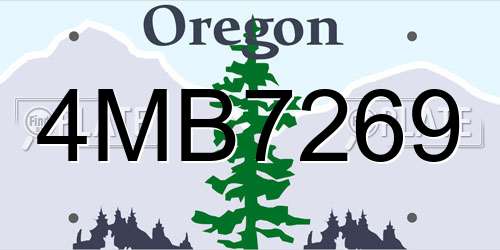 4MB7269 Oregon License Plate