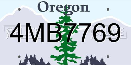4MB7769 Oregon License Plate