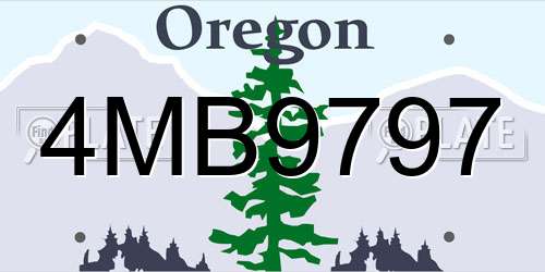 4MB9797 Oregon License Plate