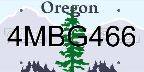 4MBG466 Oregon License Plate