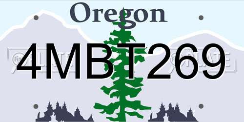 4MBT269 Oregon License Plate