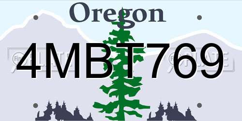4MBT769 Oregon License Plate