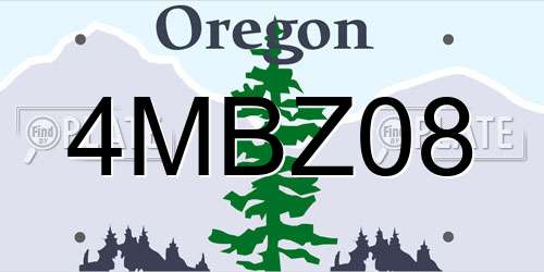 4MBZ08 Oregon License Plate