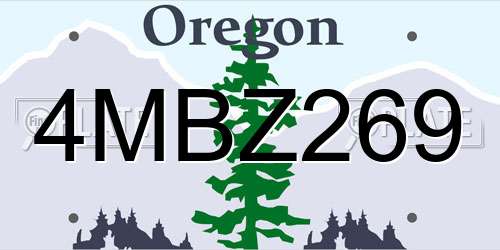 4MBZ269 Oregon License Plate
