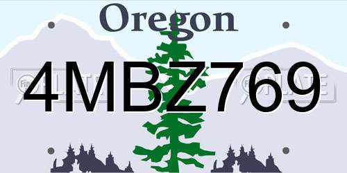 4MBZ769 Oregon License Plate