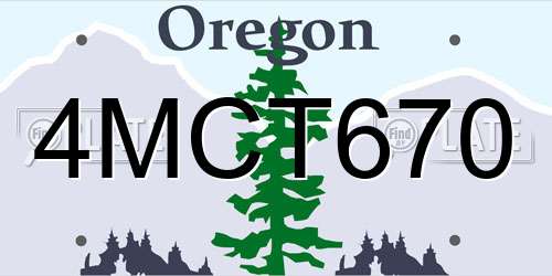 4MCT670 Oregon License Plate