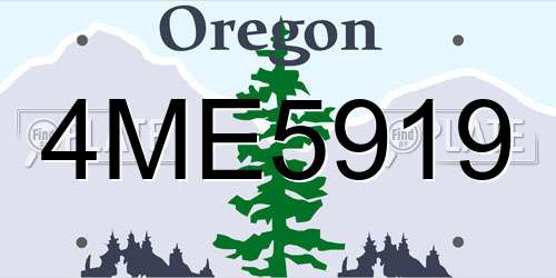 4ME5919 Oregon License Plate