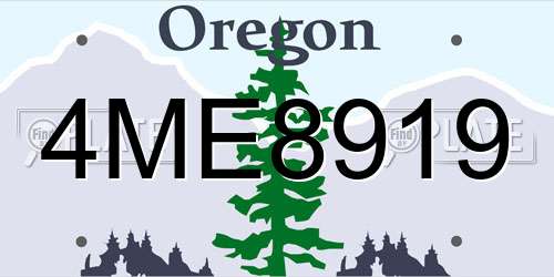 4ME8919 Oregon License Plate