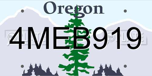 4MEB919 Oregon License Plate