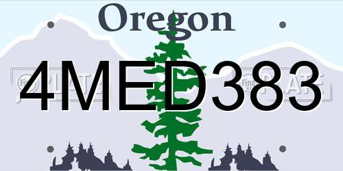 4MED383 Oregon License Plate