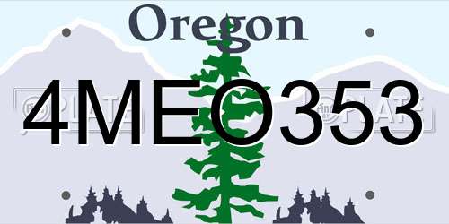 4MEO353 Oregon License Plate