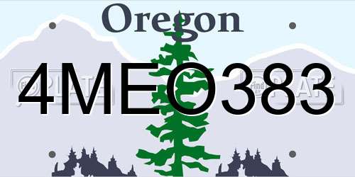4MEO383 Oregon License Plate