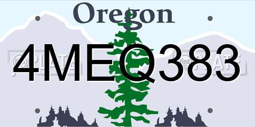 4MEQ383 Oregon License Plate