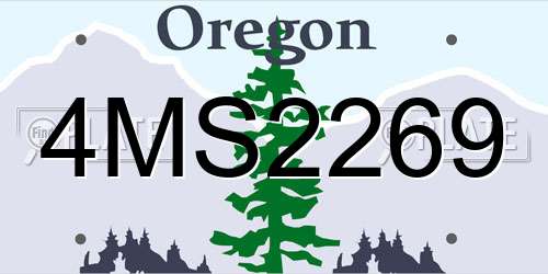 4MS2269 Oregon License Plate